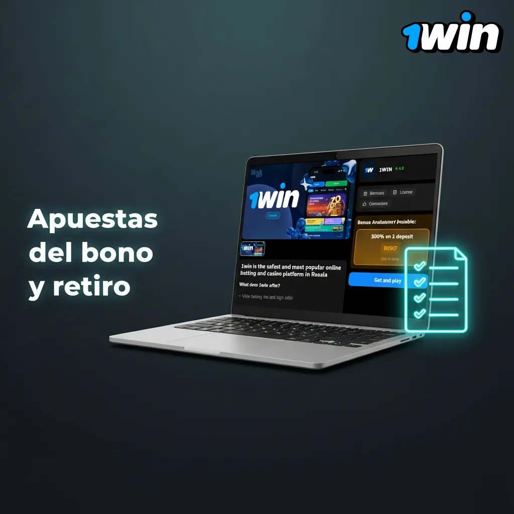 Infografía sobre apuestas del bono y retiro: rollover 30x, contribución, límites, plazo, cancelación y retiro del saldo real.