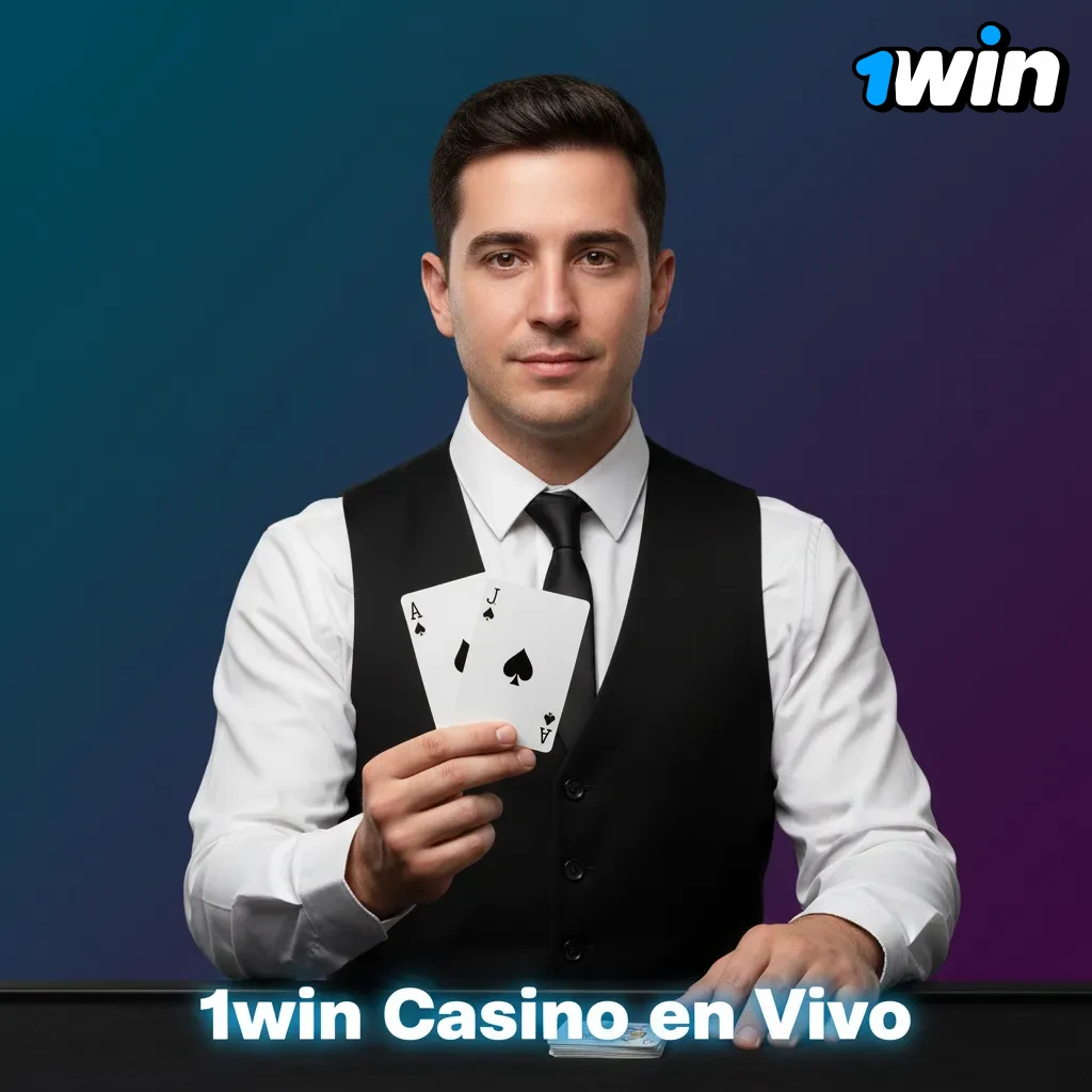Interfaz de 1win Casino en Vivo con crupieres reales y juegos como Lightning Roulette, Crazy Time, Blackjack y Mega Wheel.