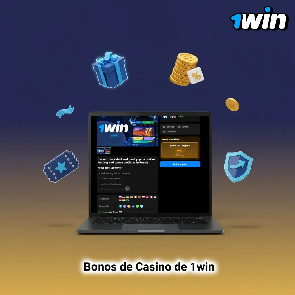 Banner de 1win: bonos de casino con giros gratis, recarga de slots, cashback en vivo y torneos Drops & Wins.