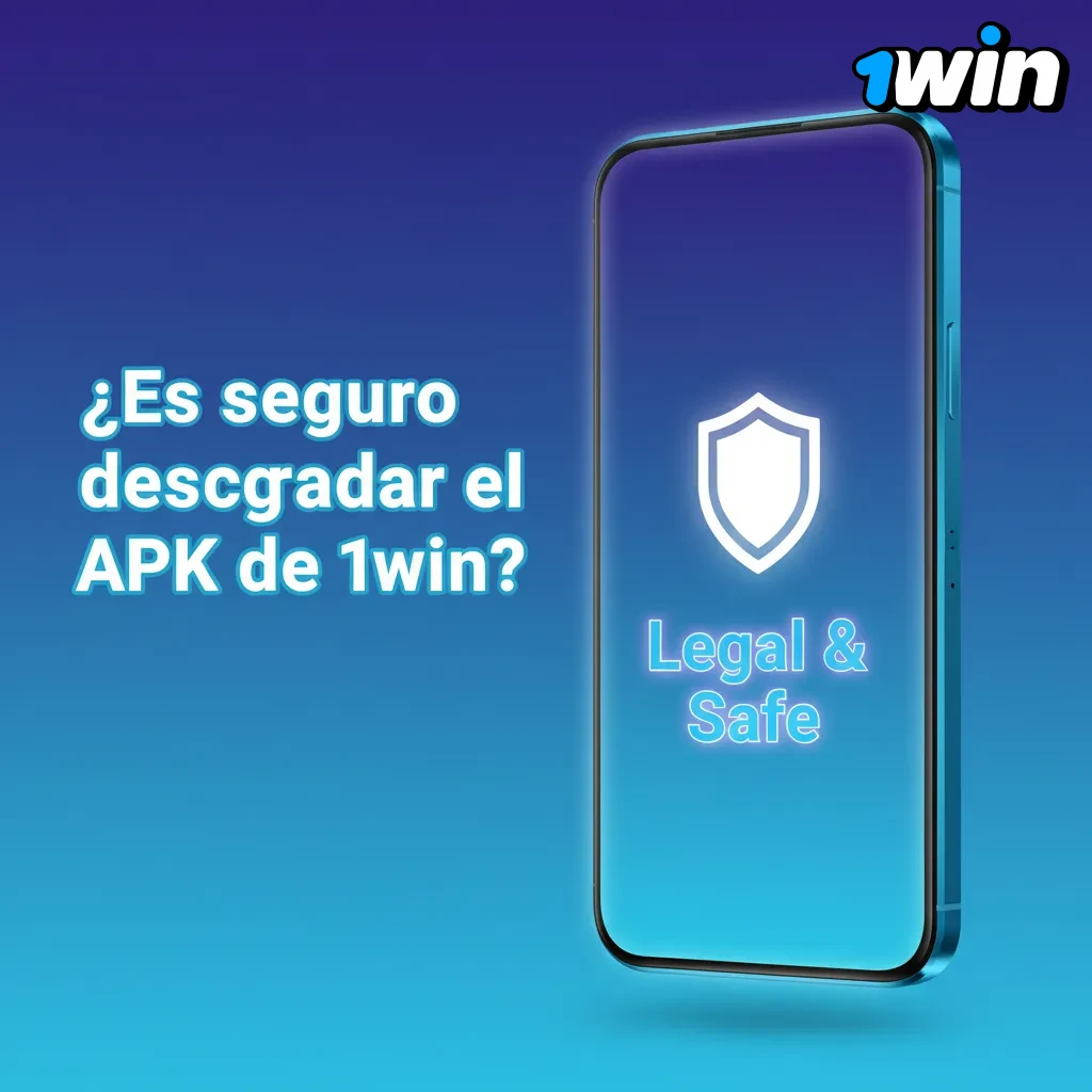 Móvil con candado y escudo, representando descarga segura del APK de 1win con licencia y cifrado SSL.
