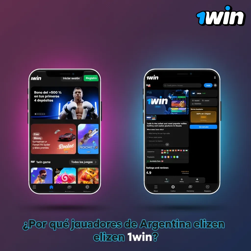 Gráfico de 1win para Argentina: celular con app, íconos de pagos locales, slots y ruleta, soporte 24/7 en español y retiros.