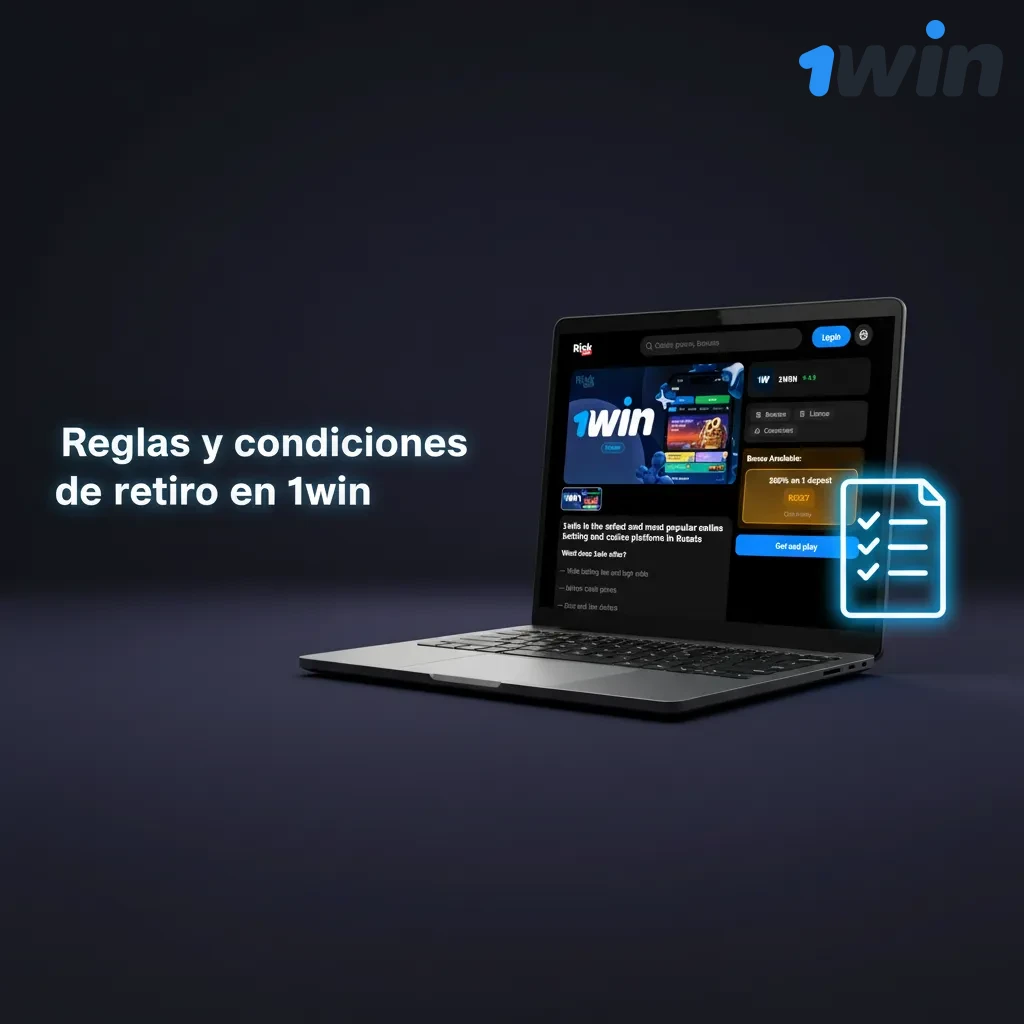 Infografía 1win sobre retiros en Argentina: KYC, límites, método propio, requisitos de bono y moneda/tipo de cambio