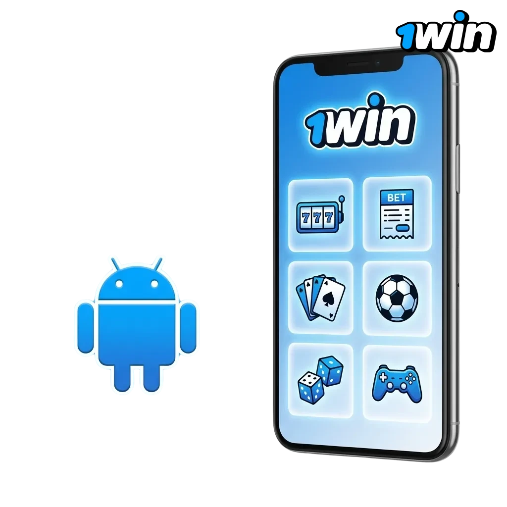 Android app download icon showing mobile betting and gaming interface with installation steps